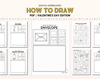 How To Draw Kids Valentine's Day Activity Elementary Art Class Activity Easy Pic to Draw Cute Things to Draw Printable Step by Step Drawing