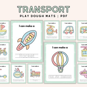 Tappetino per pasta modellabile, trasporto, abilità motorie fini, regalo per bambini piccoli, attività per l'asilo nido, Montessori, scheda visiva stampabile, apprendimento pre-K