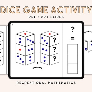 Dice Game Printable Math Game for Kids Math Class Activity Spatial ...