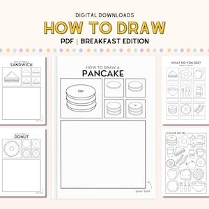 How To draw Kids Drawing Book Breakfast Themed Step By Step Drawing Guide Learn To Draw Copy the Picture Cute Stuff for Kids Art Activity