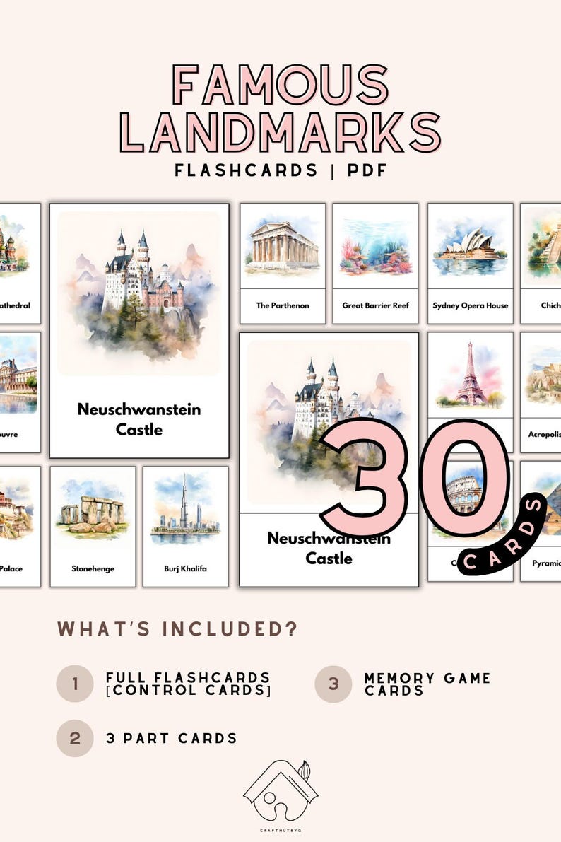 Famous Landmarks Around the World 3 Part Flashcards World Landmark ...