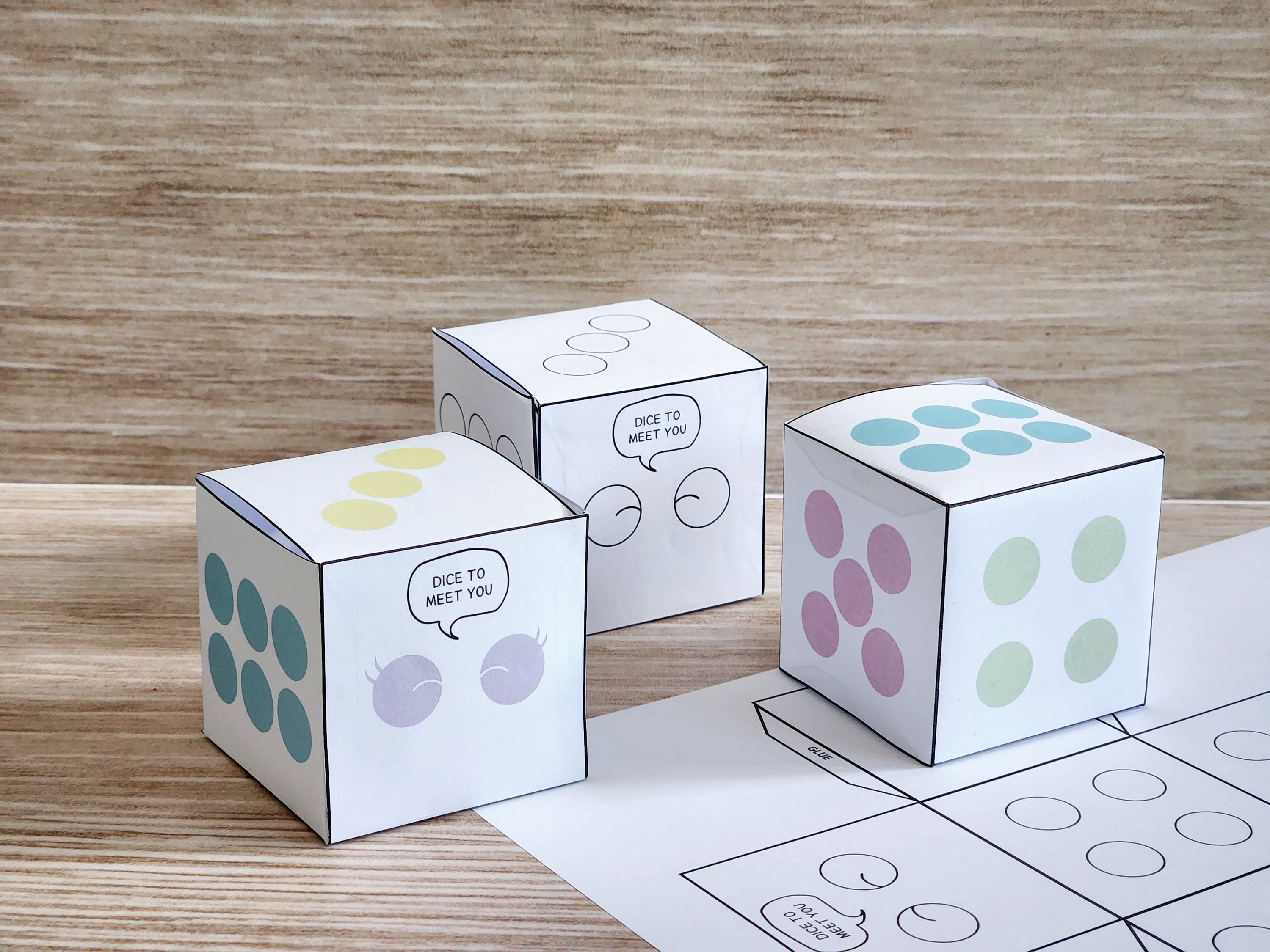 DIY Dice Printable Gift Box Template Kids Coloring Box Template Party ...