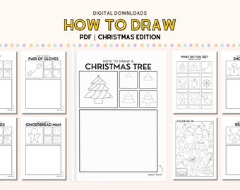 Lernen Sie, Weihnachten zu zeichnen Schritt für Schritt Kinder, wie man Gekritzel-Übungs-Zeichnungs-Buch-Kunst-Lehrer-Ressourcen für Kunstklasse-Downloads zeichnet