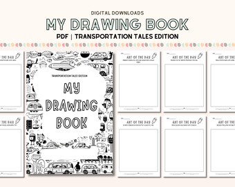 Kids Drawing Book Transportation Birthday Favours Kids Drawing Pages Drawing Worksheet Printable Art Drawing Practice Art Class Printable