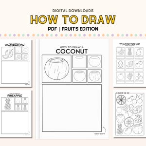How To Draw Fruits Step by Step Drawing for Kids Drawing Book PDF Learn to Draw Digital Download Art Teacher Resources Art Class Activity