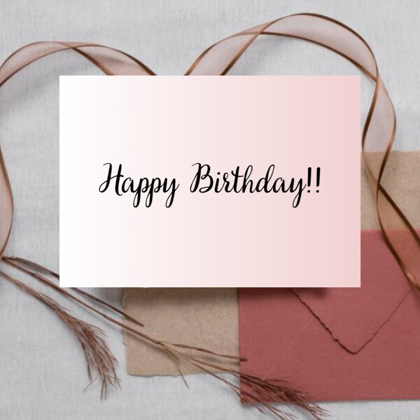 Tarjeta de feliz cumpleaños - Descarga digital - Tarjeta de cumpleaños imprimible con desbordamiento rosa - Tarjeta de feliz cumpleaños elegante imprimible