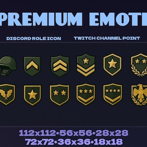 12 Military Rank Role Icons – Discord Server Badge Set / Twitch Tier Pack