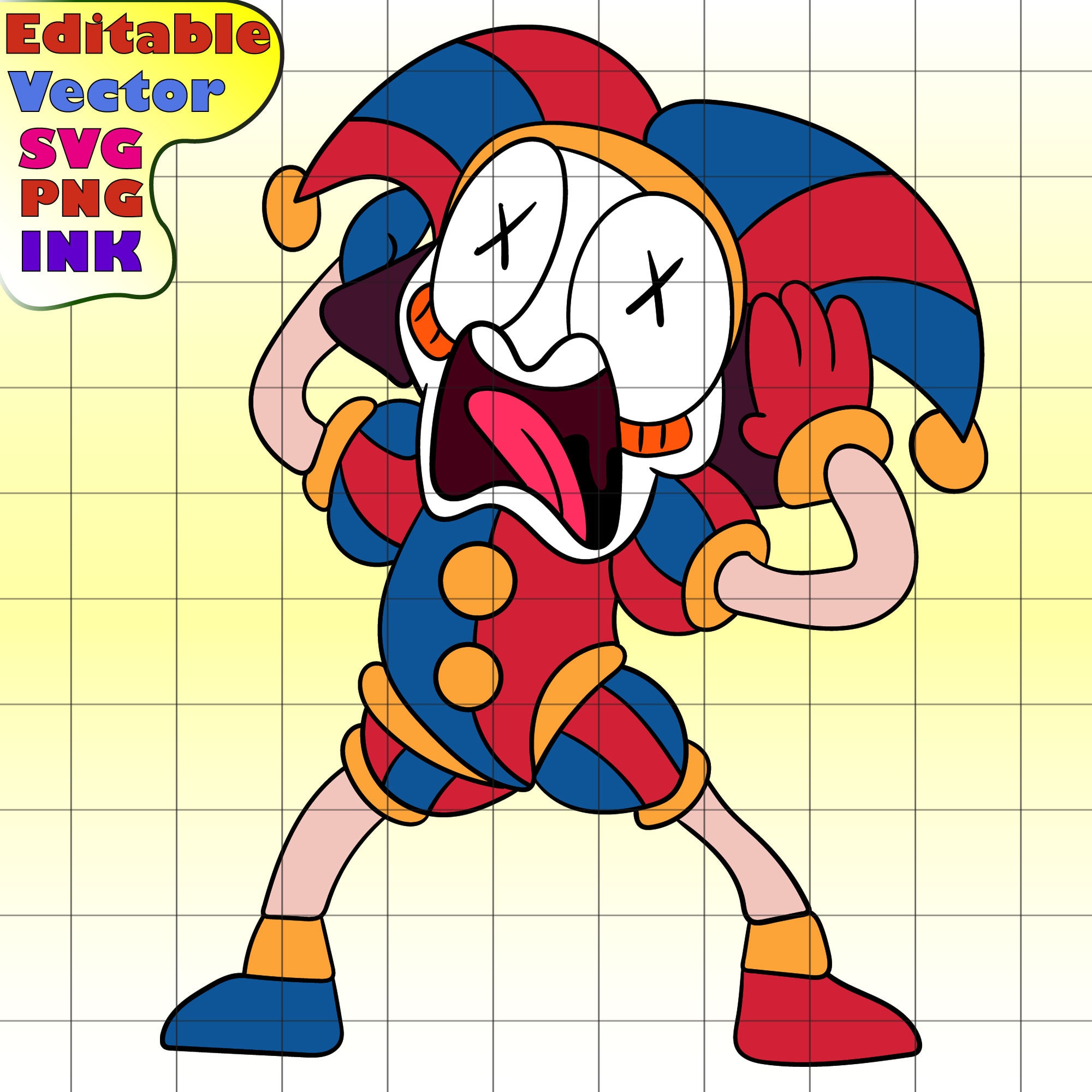 Editable Pomni SVG, Caine Del increíble circo digital Vector Caine ...
