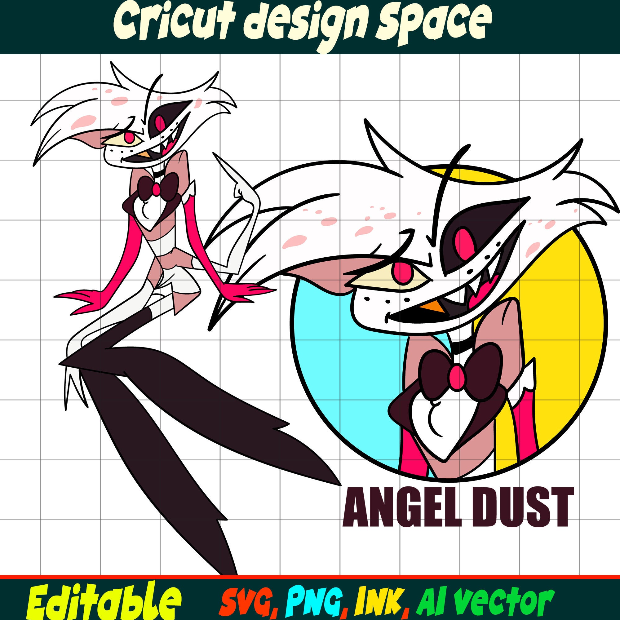 Editable Angel Dust Hazbin Hotel SVG, Angel Dust Head Sticker Angel ...