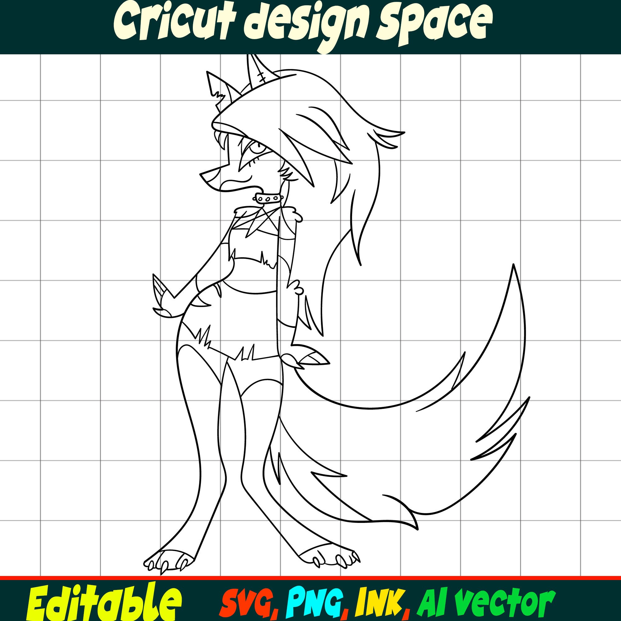 Editable Loona Hazbin Hotel SVG, Loona Head Sticker SVG,Png, Loona