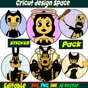 Editable Alice Angel Sticker,bendy Sticker,brute Boris Sticker,ink ...