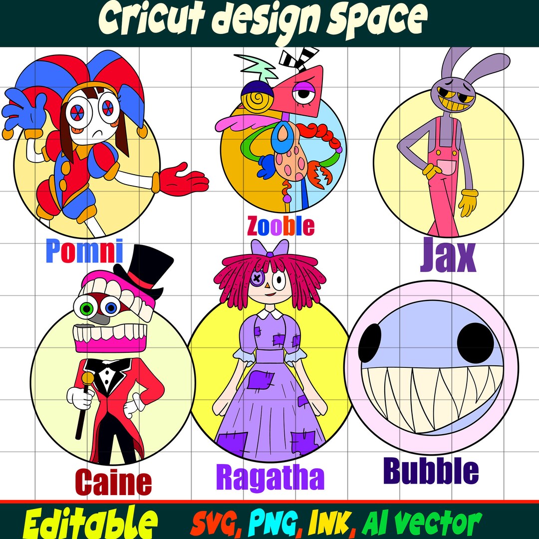 The Amazing Digital Circus Editable Pomni Sticker, Gangle, Jax, Caine ...