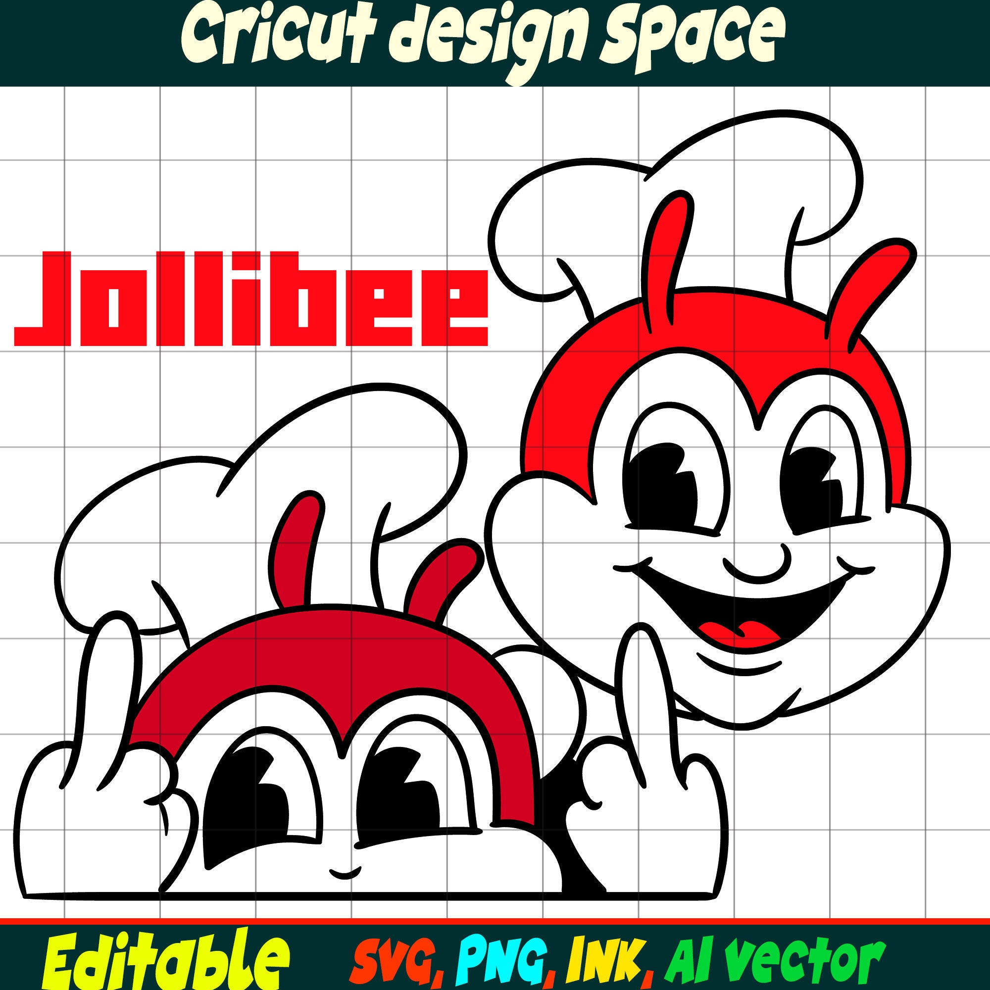 Editable Jollibee SVG, Jollibee Sticker,midlle Finger Head Sticker Coloring Pages Printable for