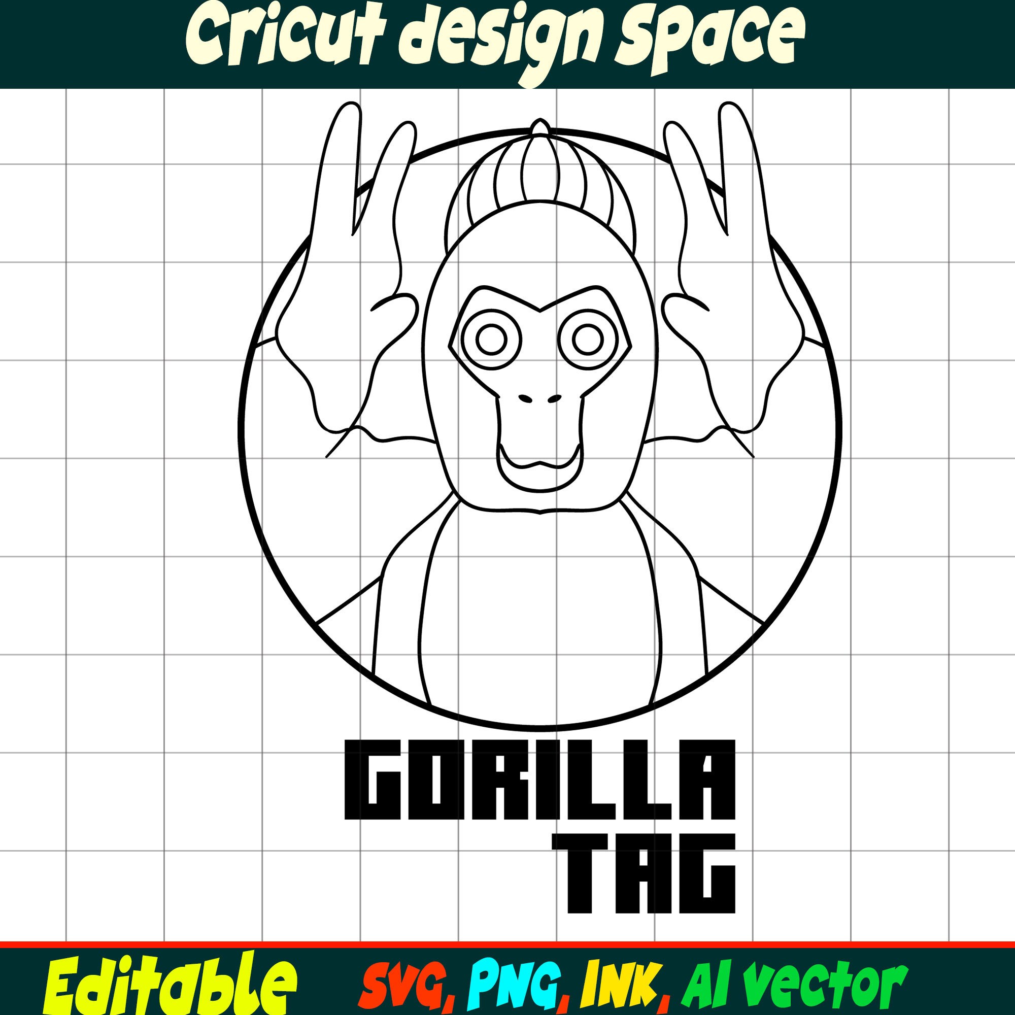 Editable Stickers Gorilla Tag SVG, Gorilla Tag Png,vinyl Sticker to ...