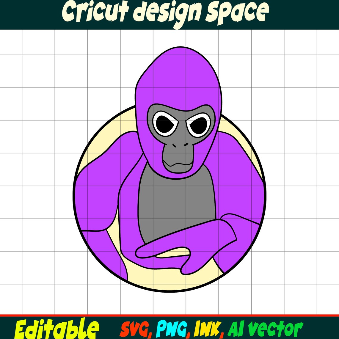 Editable Gorilla Tag SVG, Gorilla Tag PNG Coloring Pages, Gorilla Tag ...