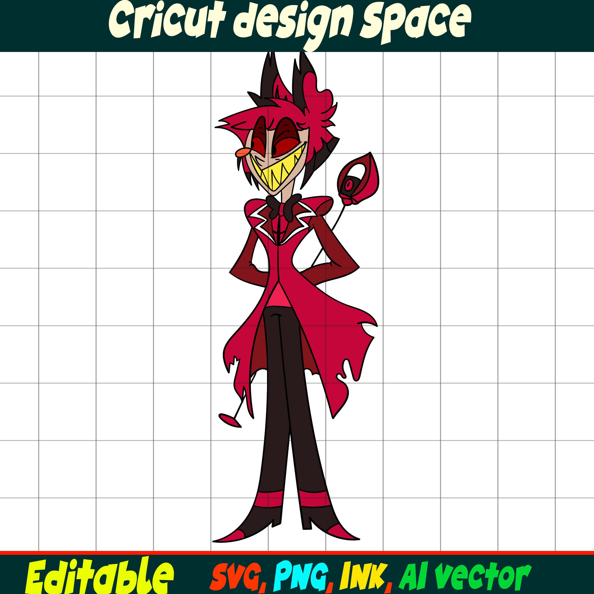 Editable Alastor Hazbin Hotel Svg Alastor Head Sticker Svg Png ...
