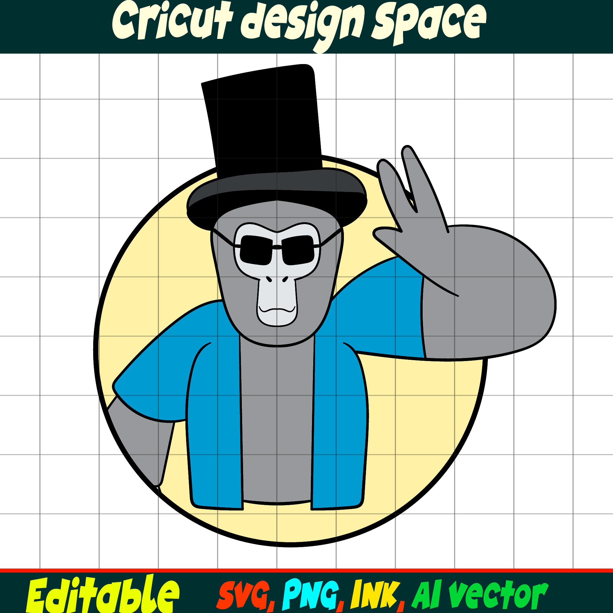 Editable Gorilla Tag SVG, Gorilla Tag PNG Coloring Pages, Gorilla Tag ...