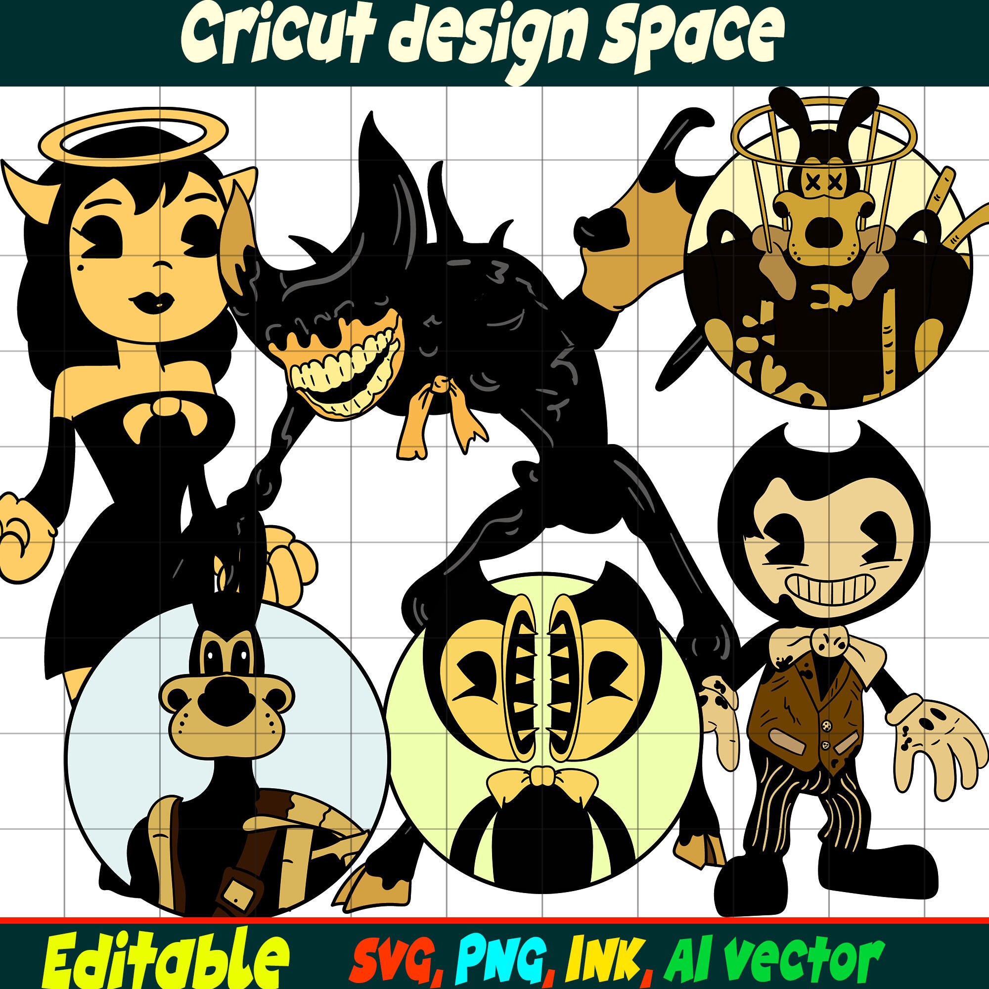 Editable SVG Bendy Sticker,concept Bendy,beast Bendy,fisher Ink Demonz ...