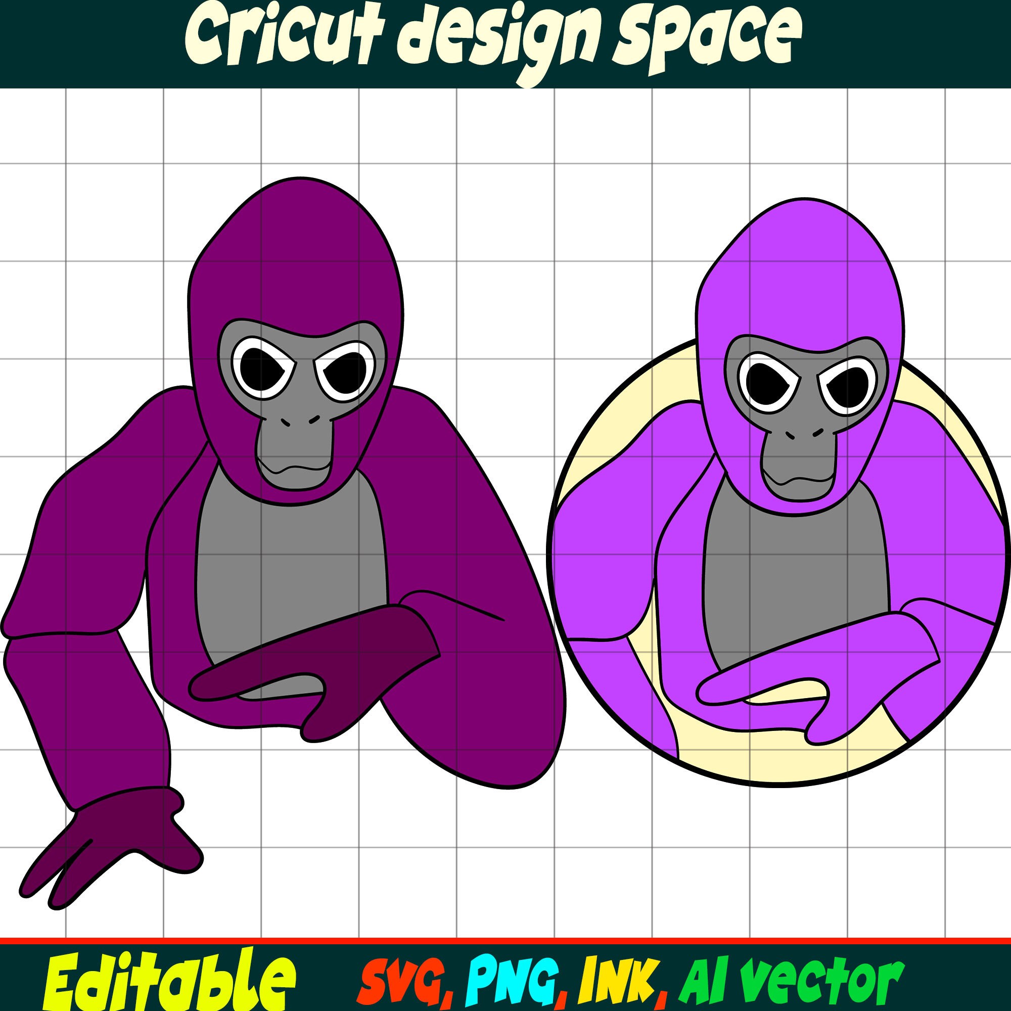 Editable Gorilla Tag SVG, Gorilla Tag PNG Coloring Pages, Gorilla Tag ...