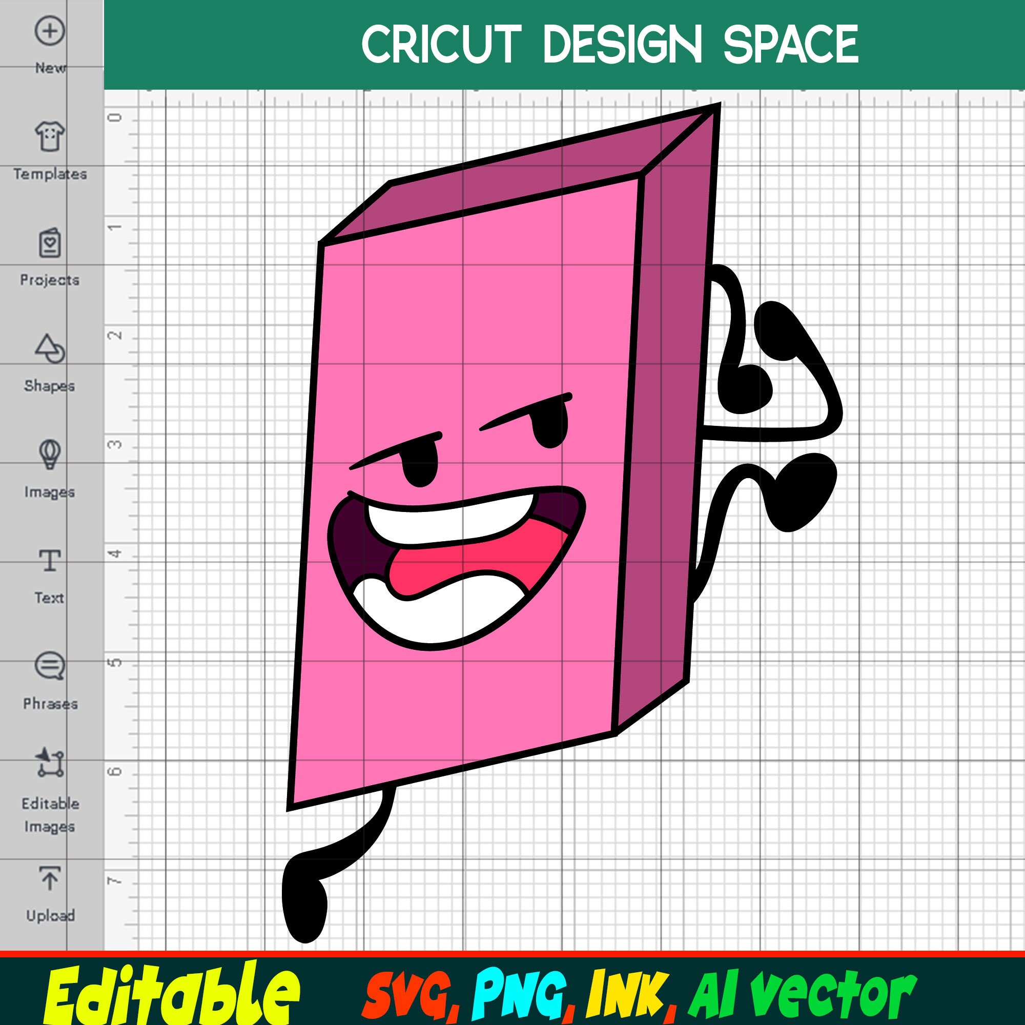 Editable Bfdi Eraser Svg,bfdi Eraser PNG, Bfdi Eraser Ink Coloring ...