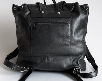 Vintage Black Leather Abro Backpack Made in Italy - Etsy
