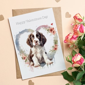 Springer Spaniel Valentinstag Karte | Springer Spaniel Valentinstag | Spaniel Geschenk | Spaniel-Valentinstag-Karte