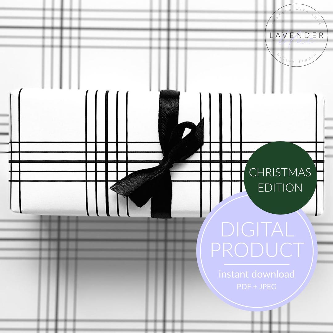 Printable Wrapping Paper Tools.pdf Printable Tartan Wrapping Paper, Minimalist Black & White Design (PDF ...