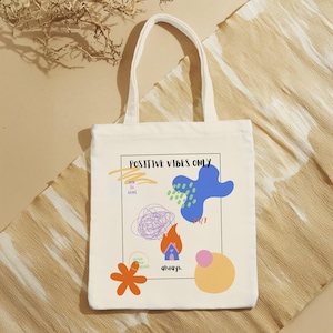 Cotton bag | Tote bag print + saying | Colorful recycled fabric bag with funny saying | Shopping bag | Fabric bag for shopping