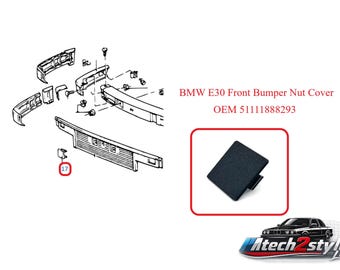 BMW E30 Front Bumper Mount Nut Cover Cap Plug | Trim Insert | OEM 51111888293