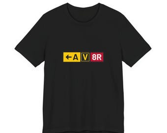 AV8R airfield sign t shirt, taxiway and runway hold short sign array tee, pilot shirt, aviation gift for aviators and airport crews