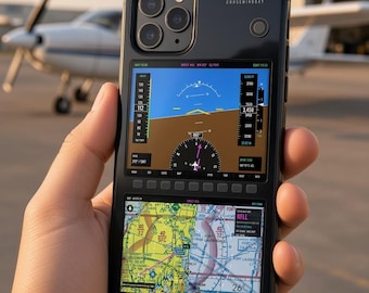 Personalized Glass Cockpit Phone Case, Pilot PFD and Moving Map, Custom Home Airport, Aviation Gift for Pilots, iPhone Galaxy Tough Case