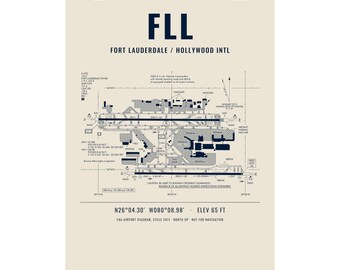 Airport diagram poster for your home airport, personalized FAA style runway map print, aviation wall art, pilot gift, office decor