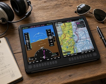 Personalized Glass Cockpit iPad Folio Case, Pilot PFD and Moving Map, Custom Home Airport, Aviation Gift, iPad Air Pro Mini Cover