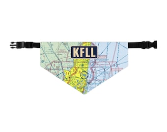 Sectional chart pet bandana with your airport code, personalized aviation dog bandana, hangar dog gift for pilots, sizes S to XL