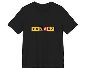 AV8R taxiway and runway sign t shirt, airfield sign array tee with runway 8 hold short, pilot shirt, gift for airport managers and ATC