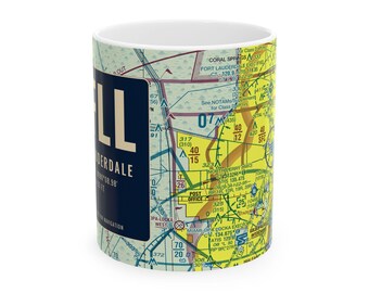 Sectional chart mug with your home airport code, personalized aviation coffee mug, pilot gift, 11oz or 15oz ceramic, student pilot