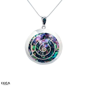 Handmade Pachamama Necklace 950 Peruvian Silver, Abalone, Lapis Lazuli and Spondylus, Cusco Jewelry, Inca Necklace, Mother Earth