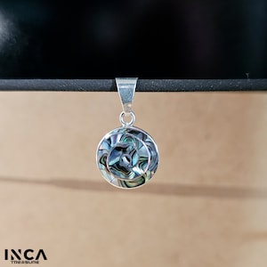 Pachamama pendant in 950 silver with stone inlays, Peruvian crafts, pendant of different precious stones.