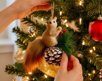 Decorazioni per l'albero di Natale a forma di scoiattolo / Animali per l'albero di Natale personalizzati / Set regalo di palline di Natale / Decorazioni natalizie / Decorazioni per le feste