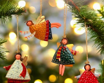 Angelo per albero di Natale / Decorazione natalizia in ferro / Etichette natalizie, Decorazioni natalizie con palline / Forniture natalizie personalizzabili, Regali