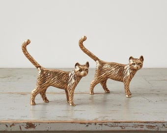Ornamento per gatti in ottone massiccio / Decorazione con statuetta di gatto / Regalo per amanti dei gatti / Decorazione antica per scrivania e tavolo / Regalo per nonna / Animali in ottone