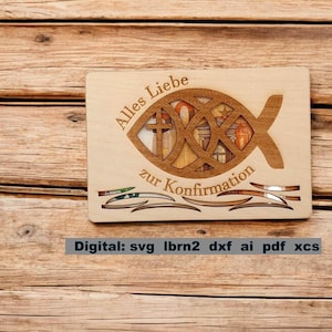 Confirmation card, insert card for banknote voucher, svg file for download for laser cutter, confirmation gift