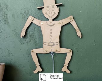 Hampelmann als DIY Bastelspass und Idee, Spielzeug und Geschenk für Kinder | Jumping Jack SVG Datei für Lasercutter zum Download