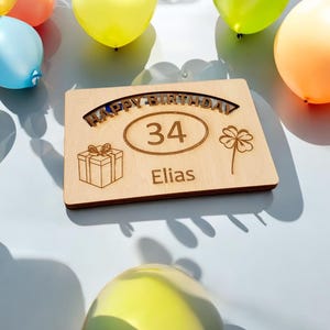 Geburtstag, Geburtstagsgeschenk, Einsteckkarte für Geldschein oder Gutschein, svg Datei für Lasercutter zum Download, DIY Geburtstagskarte