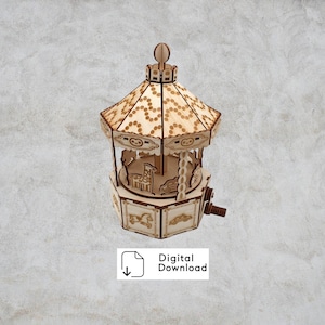 Children's carousel with rotating platform as a DIY craft project, children's toy or gift | SVG file