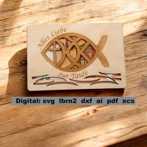 Cartão de inserção de batismo para presente em dinheiro ou voucher, arquivo svg para download para cortador a laser, presente de batismo, cartão de batismo