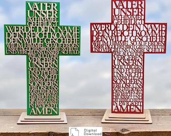 Vater Unser Gebet in Kreuzform als religiöse Dekoration | Geschenk zur Kommunion oder Konfirmation | svg Datei