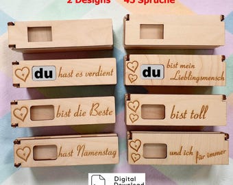 Schokoriegel Sprüchebox Datei, Schokoriegel Schachtel svg, Schokoriegel Überraschungsbox Geschenkbox, Laserdatei zum Download