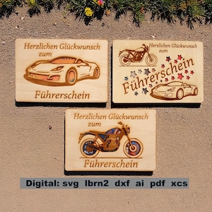 SVG-bestand rijbewijs cadeau, geld cadeau voor rijbewijs, rijbewijs verrassing, laserbestand, rijbewijs felicitatiekaart