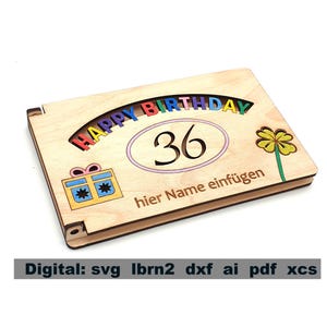 Birthday, voucher box, gift box, money box, birthday box, wooden box, birthday box, surprise box, box with hinged lid
